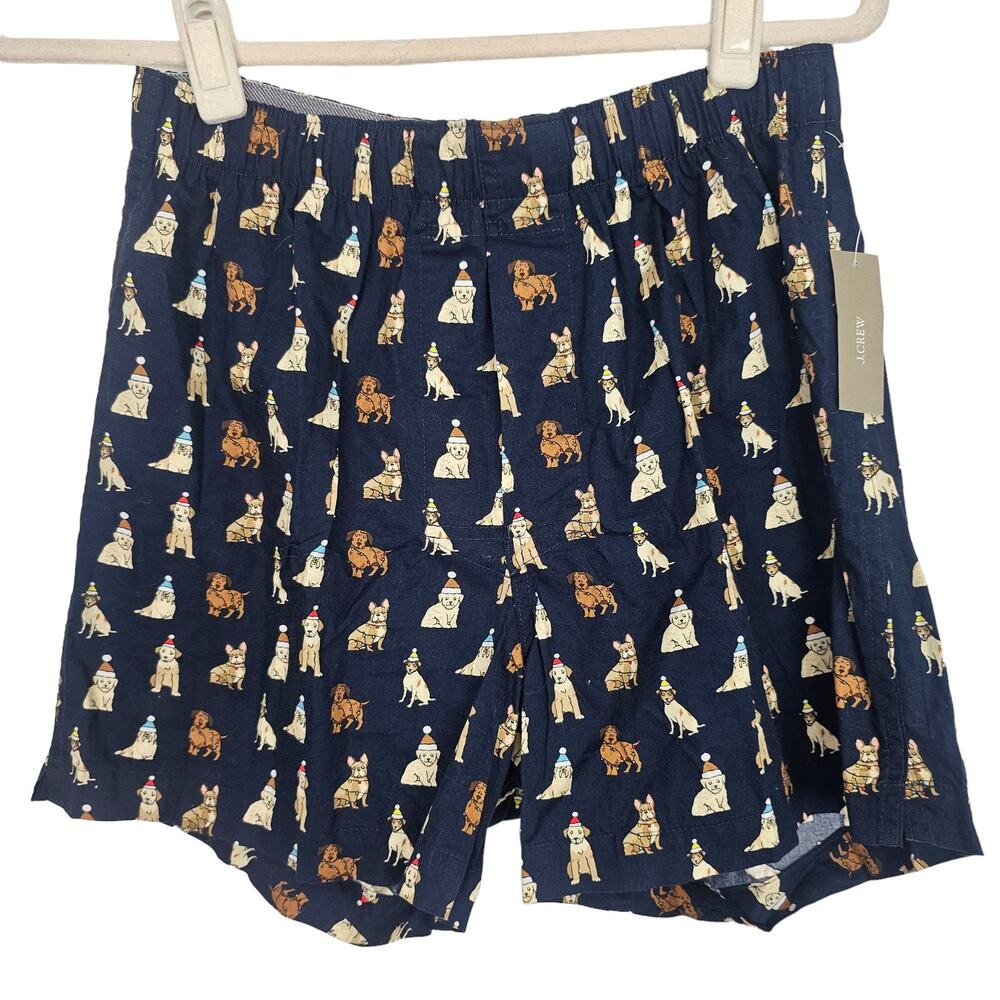 J Crew Mens Christmas Dog Print Boxer Shorts Size S Loungewear Sleepwear Holiday